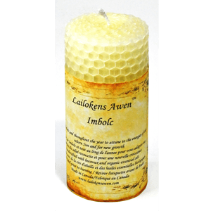Imbolc Sabbat Lailokens Awen candle 4"