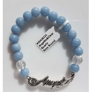 Angelite / Clear Quartz with Angel Bracelet 8mm
