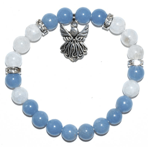 Angelite / Rainbow Moonstone Angel Bracelet 8mm