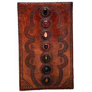 7 Chakra stones leather blank book - Wiccan Place