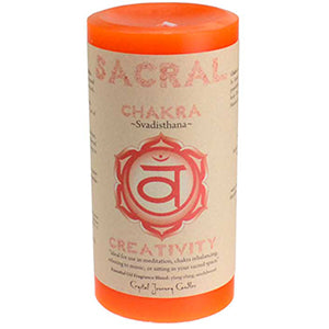 Sacral Chakra pillar candle 3" x 6" - Wiccan Place