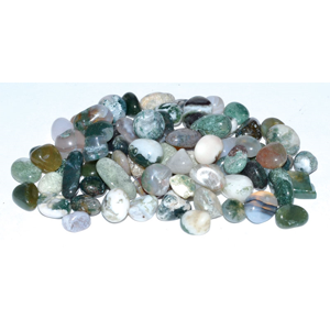 Agate, Moss tumbled chips 7-9mm, 1 lb - Wiccan Place
