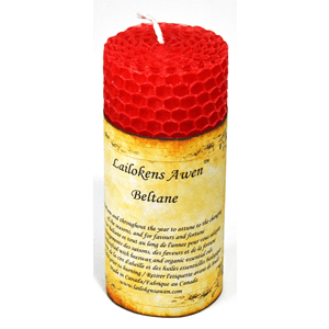 Beltane Sabbat Lailokens Awen candle 4"