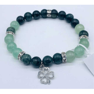 Kambaba Jasper, Green Aventurine, Clover bracelet 8mm