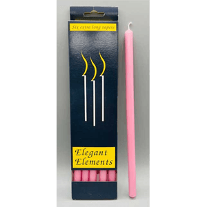 Pink chime candle 10" 6 pack