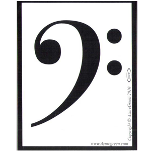 Bass Clef bumper sticker 3 3/4" x 3"