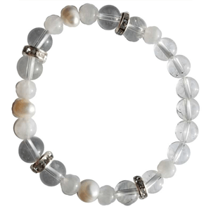 Clear Quartz / Rainbow Moonstone / Pearl 8mm