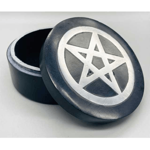 Pentagram inlay soapstone black box 4"
