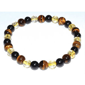 Tiger Eye, Citrine & Tourmaline, Black Bracelet 6mm