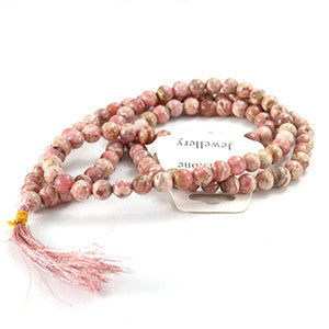Rhodochrosite Japa Mala Prayer Beads - 8mm - Wiccan Place