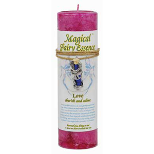Love Pillar Candle w/ Fairy Dust Necklace 6 1/2" tall - Wiccan Place