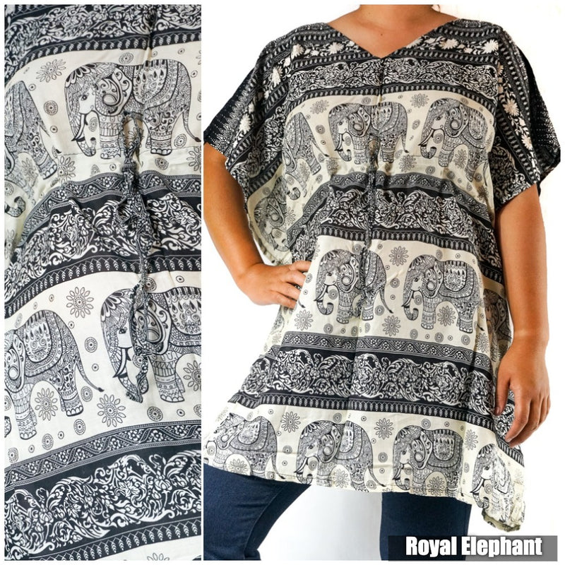 Boho Elephant Kaftan Shirt or Short Dress - Dresses