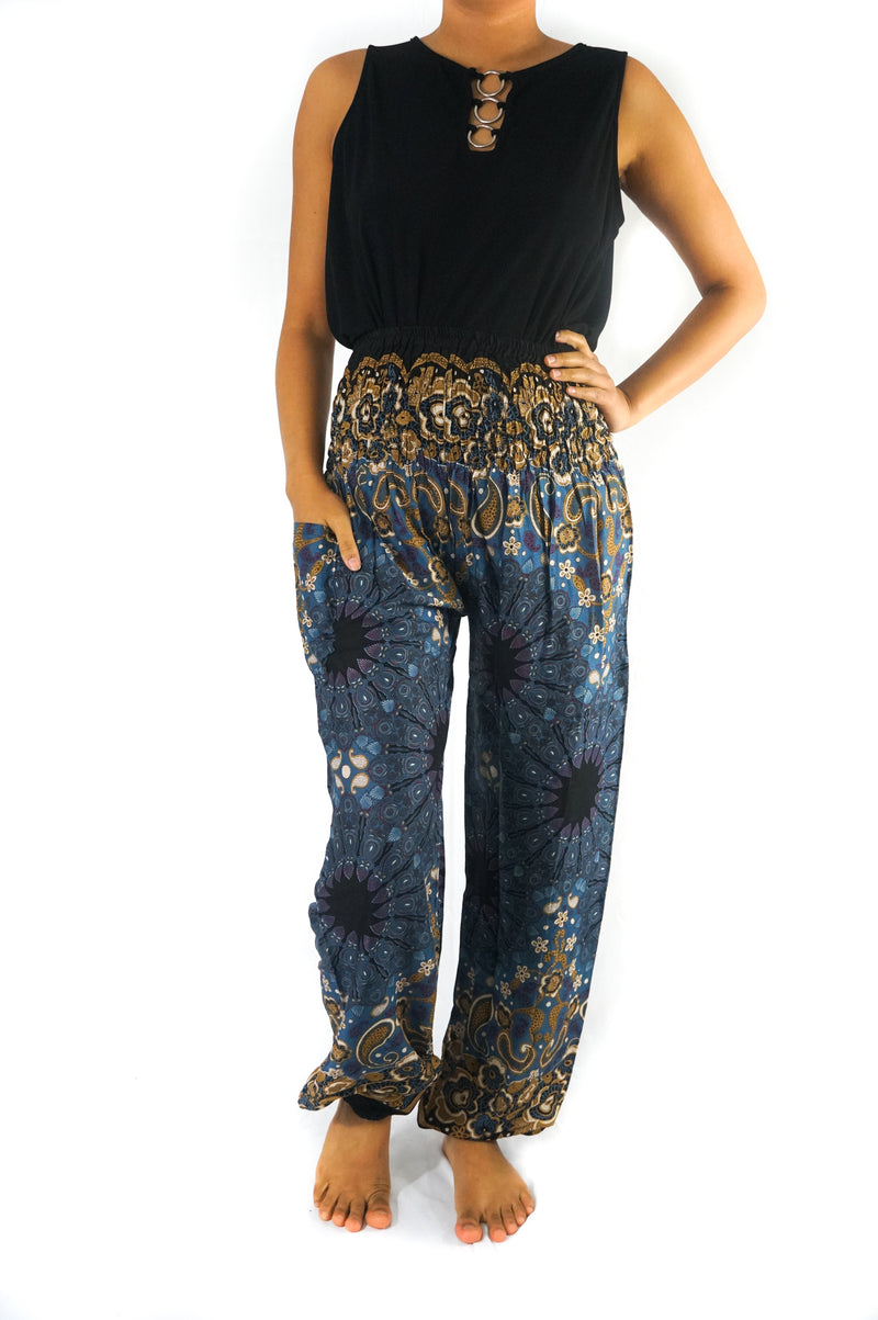 Blue Mandala Women Boho & Hippie Harem Pants - Pants