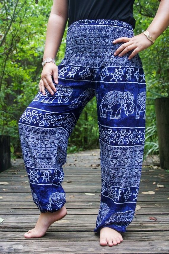 Blue Elephant Pants Women Boho & Hippie Harem Pants - Pants